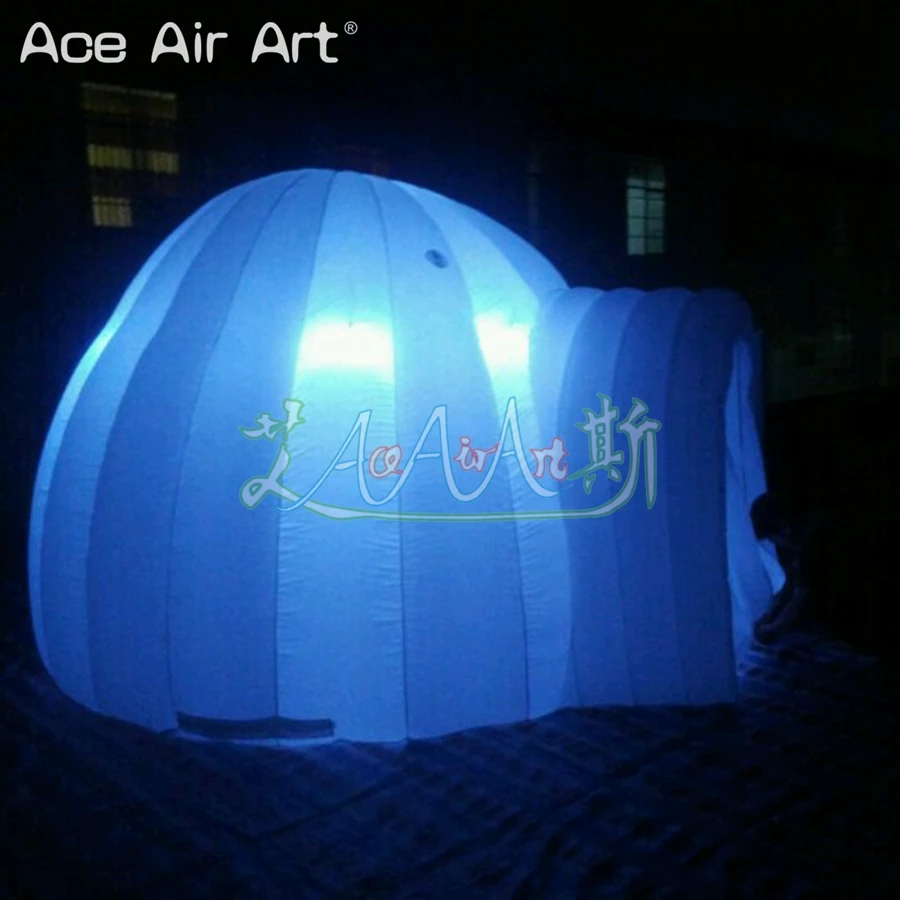 3m dia Elegant and Mini Designed Inflatable Igloo Tent Built-in Blower with Zipper COVER and Led Lights Dome for Children