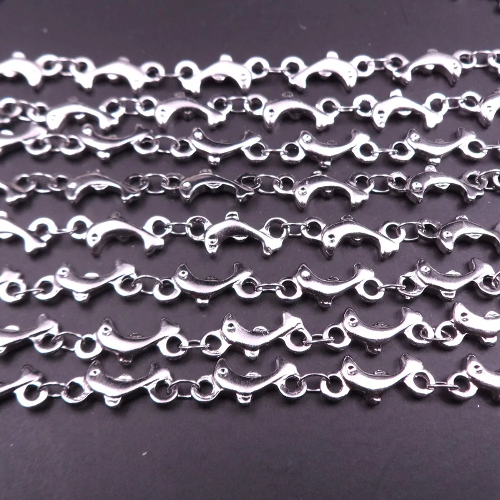 A dozen (12pcs) wholesale 18''-28'' Lenght stainless steel Charming dolphins Link  chain necklace for women jewelry