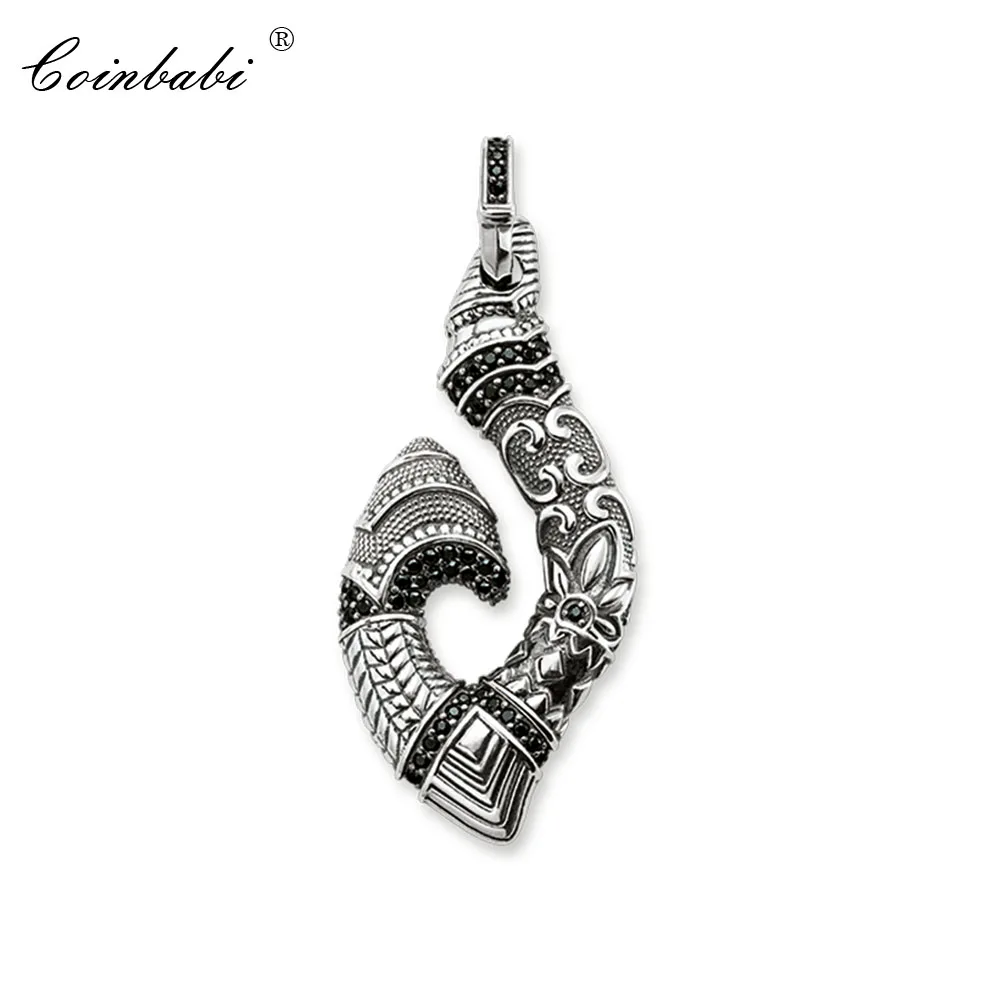 Pendant Hook Maori 925 Sterling Silver For Women Men Fashion Jewelry Gift Europe Heart Rebel Pendant Fit  Necklace