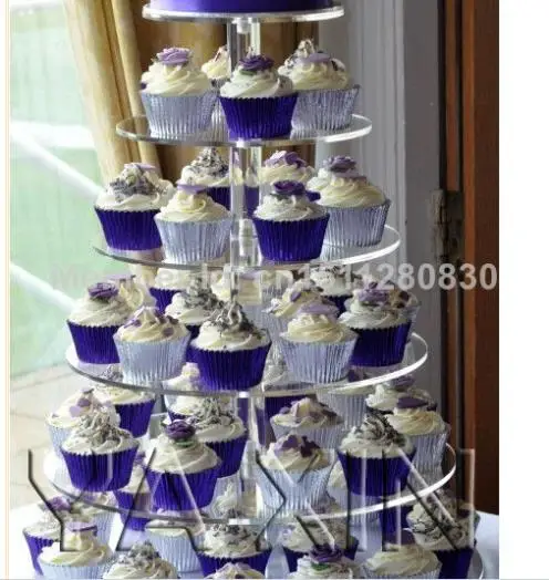 

Hot shopping/6 tier circular transparent acrylic cake glass shelf cake crystal cake wedding decoration acrylic cupcake stand