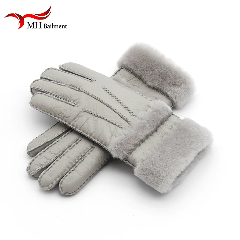 

Top Quality Genuine Leather Warm Fur Glove For Women Thermal Winter Fashion Sheepskin Ourdoor Thick Five Finger Gloves G5