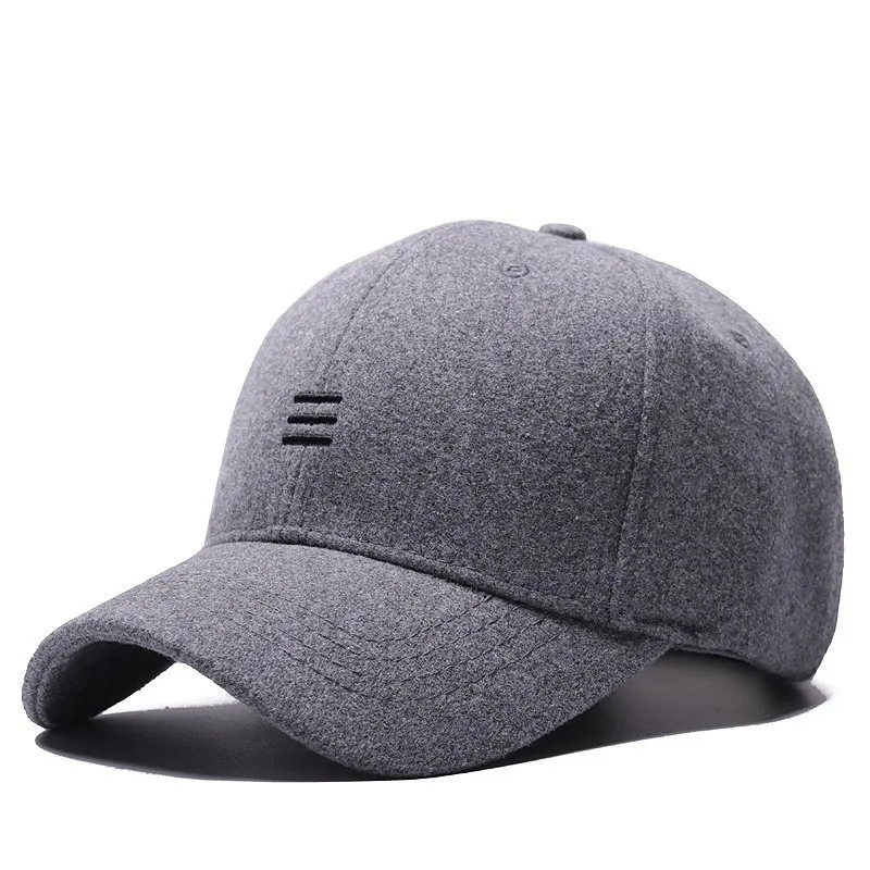 2022 Autumn and Winter Large Size Baseball Caps Old Men Warm Wool Hat Big Head Man Plus Size Felt Snapback Cap 55-60cm 60-65cm