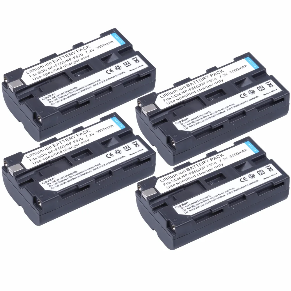 4Pcs PROBTY NP-F550 F550 NP-F570 Battery + Dual Charger For SONY GV-D200 D800 CCD-SC55 TR818 TR910 TR917 TRV75 PM090 MVC-FD75