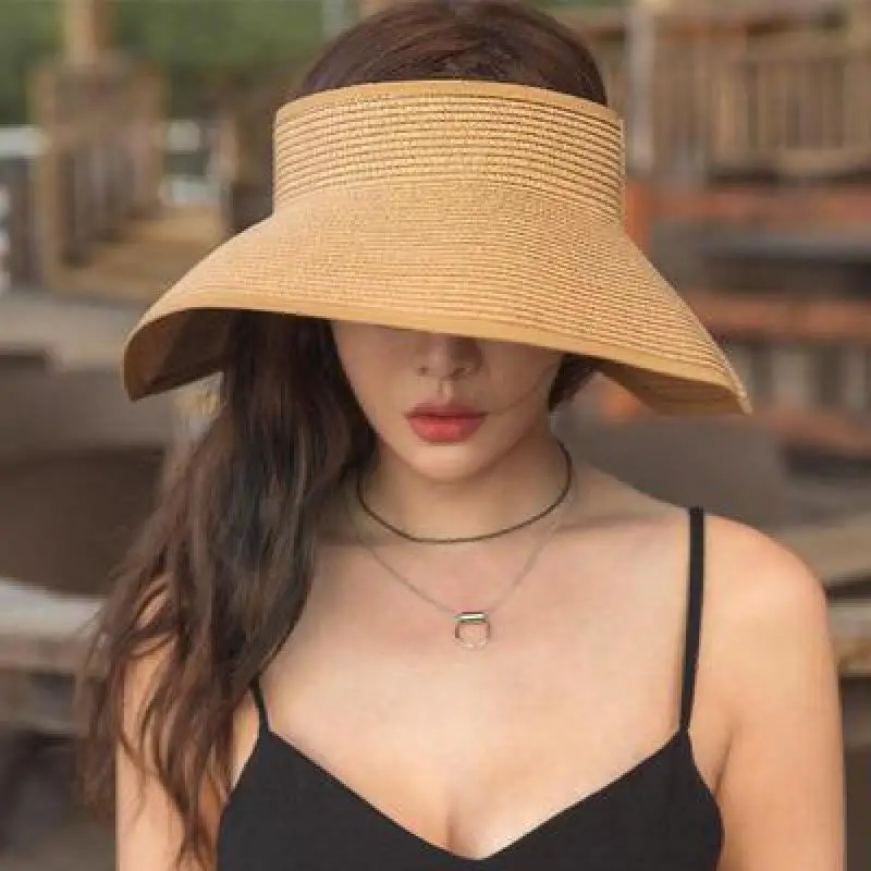 COKK Brand New Spring Summer Visors Cap Foldable Wide Large Brim Sun Hat Beach Hats for Women Straw Hat Wholesale Chapeau