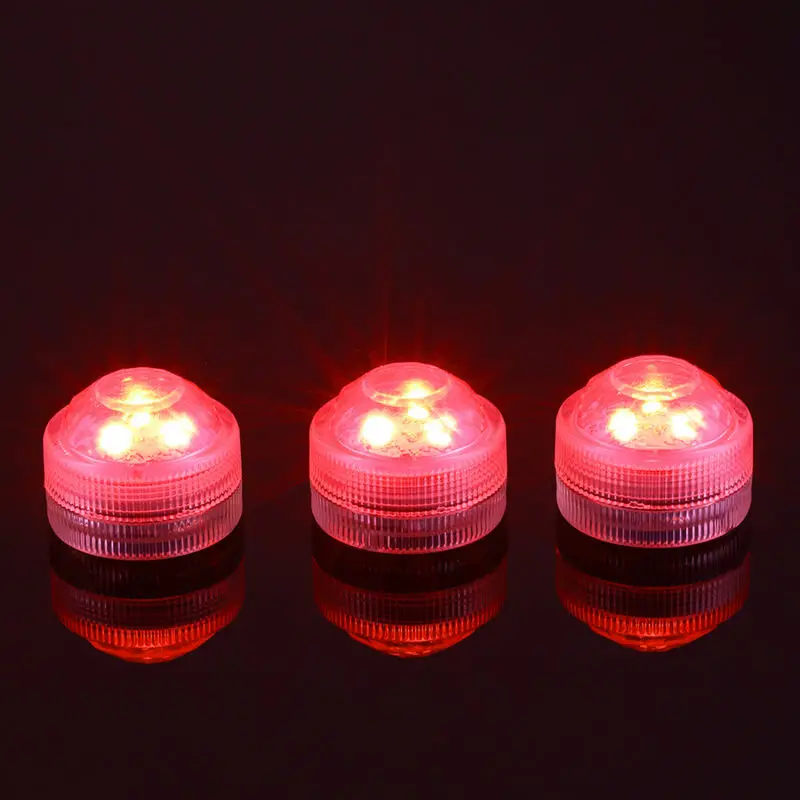 10pcs/Lot  CR2032 Battery Operated 3CM Round Super Bright RGB Multicolors LED Submersible LED Floralyte Light With Remote