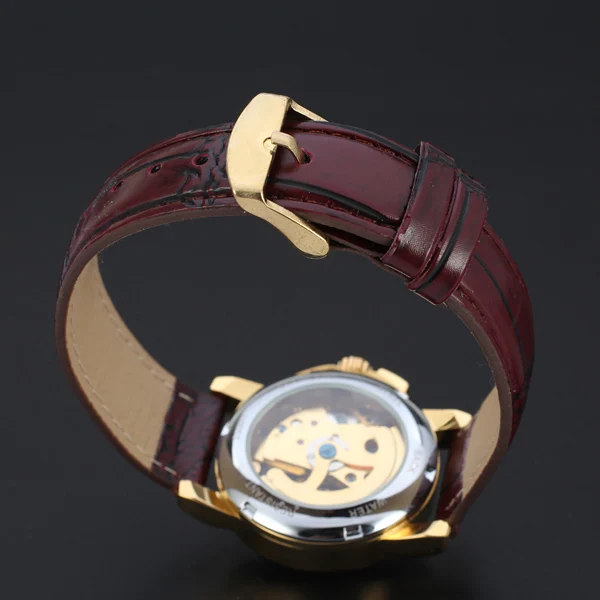 WINNER NEW Mechanical Wrist Watches Golden Dress Skeleton Diamond Dial  Fashion Casual Leather Men Women Montre