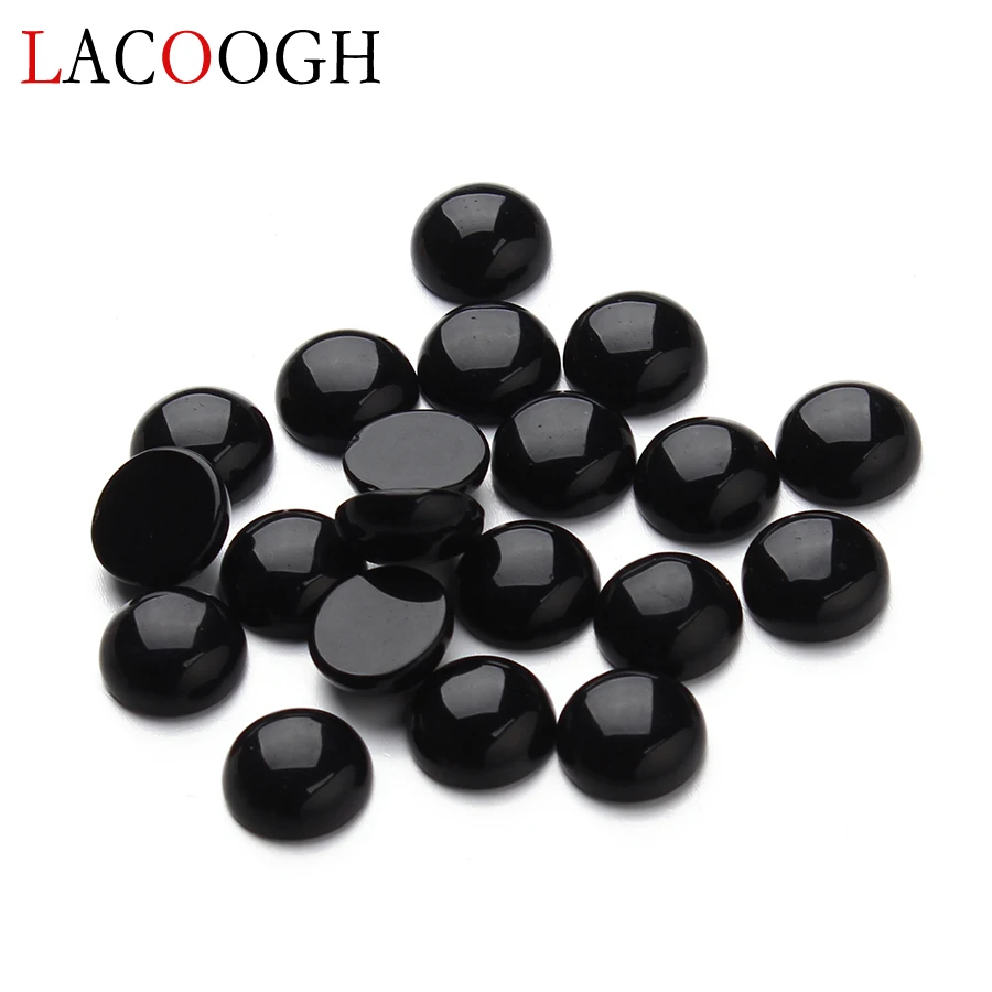 Fashion 10pcs/lot 12 10mm Round Flatback Black Onyx Cabochons Beads Natural Stone Cabochon Base Beads for DIY Jewelry Making