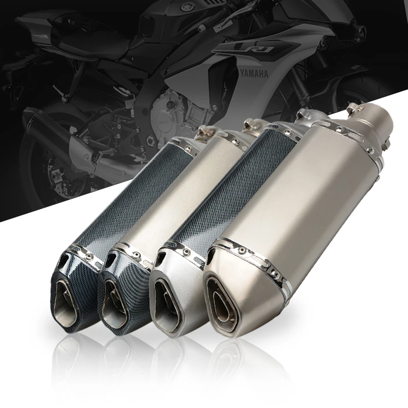 Universal Motorcycle Modified Exhaust MUFFLER pipe For Yamaha YZF R125 YZF R15 YZF R25 YZF R3 MT-02 MT-25 YZF R1/R1M MT-01