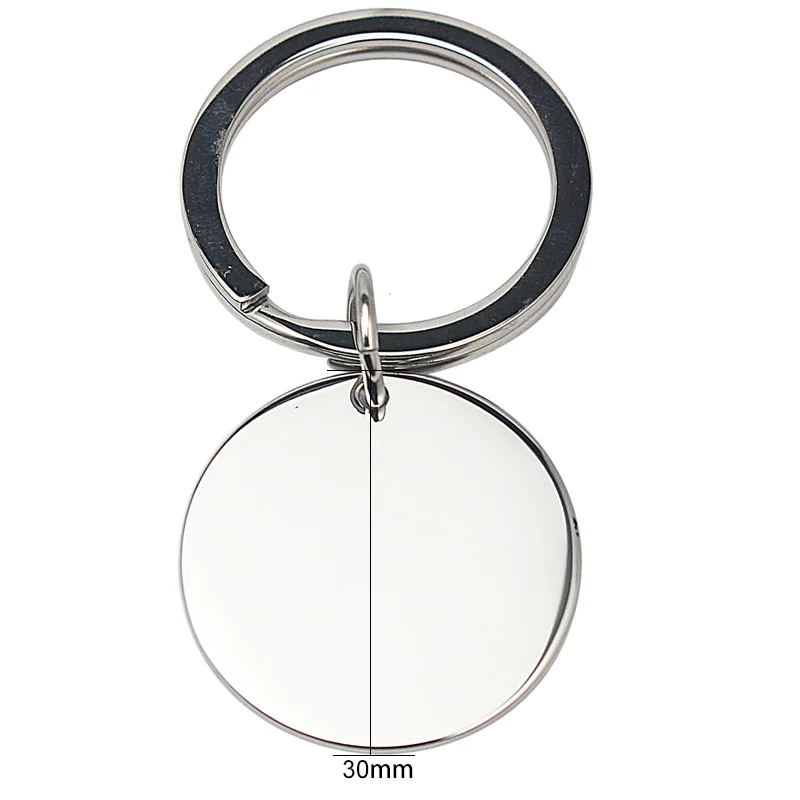 Logo Stainless Steel Crafts Unisex Blank Round Keychains Silver Color NOT INCLUDING LASER ENGRAVE COST