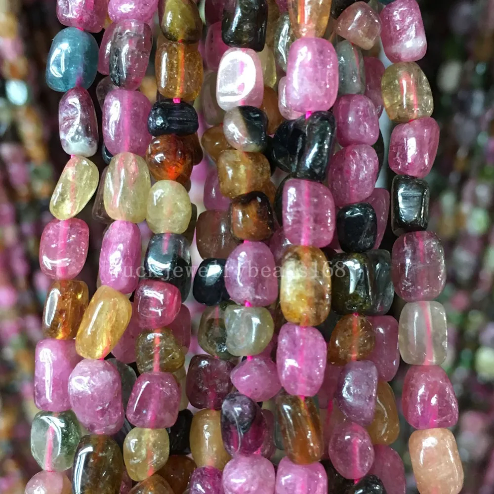 

Free Shipping Fashion Jewelry 3x5x3~4x7x5mm Natural Tourmaline Art Loose Beads 15" FG8481