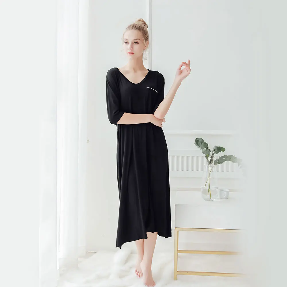 womens-summer-natural-bamboo-modal-knitting-plus-size-sleepshirts-night-dress-gowns-robes-sleepwear-home-wear-loungewear