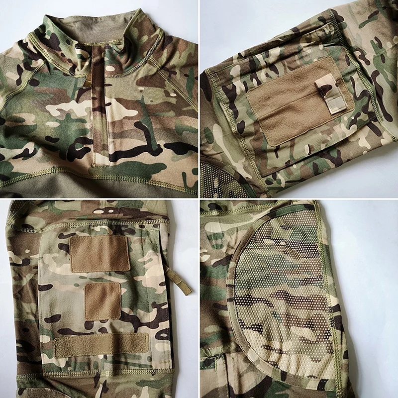 ReFire Gear Tactical Combat Shirt Men Cotton Military Uniform Camouflage T Shirt Multicam US Army Clothes Camo Long Sleeve Shirt