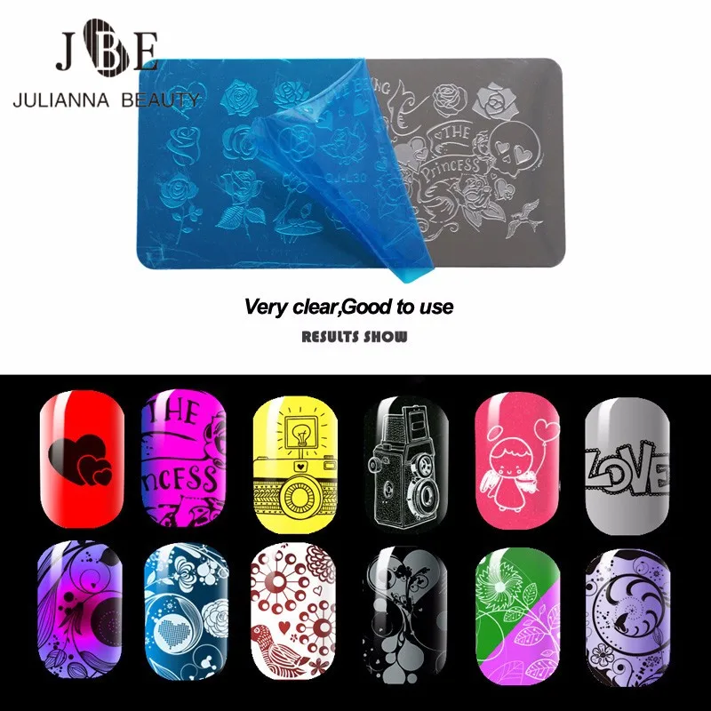 5PCS Fashion New Acrylic Nail Art Templates Valentine Element Flower Designs Pattern Stamp Polish Nail Stamping Plates Stencil