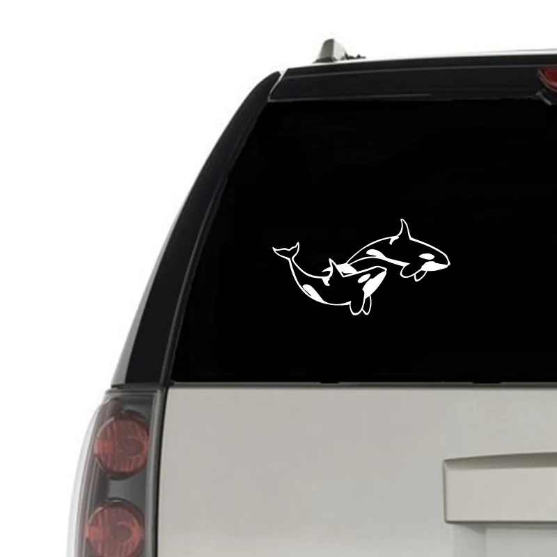 Orcas Killer Whales Vinyl Art Sticker Car Window Bumper Decor , Ocean Whales Laptop Decals for Apple MacBook Air Decoration