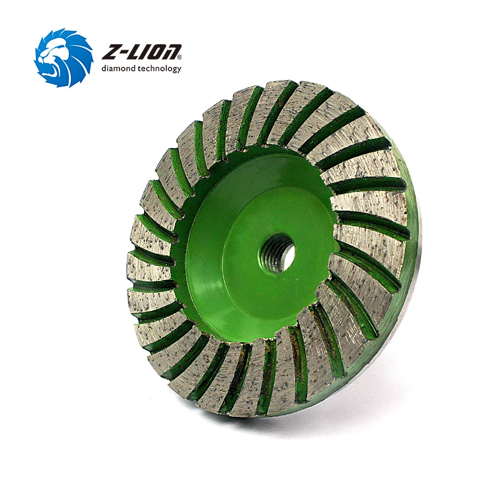 Z-LION 4" Grit 30 #   Diamentowa tarcza szlifierska typu cup wheel, cicha, turbo, z aluminiową podstawą, narzędzie ścierne do betonu, granitu, gwint M14