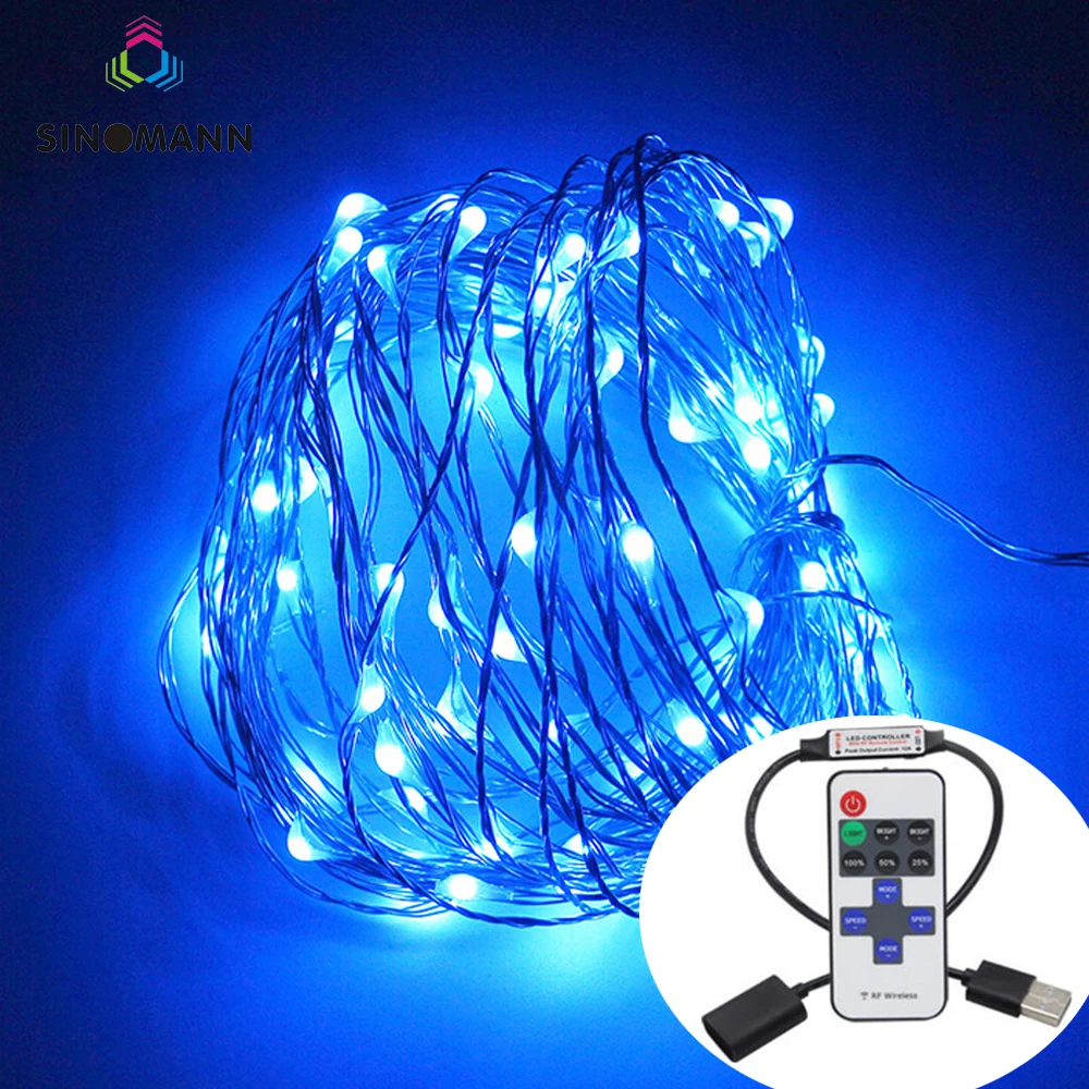10M 33FT Waterproof 5V USB LED String Light Silver Copper Wire LED String Fairy Lights Christmas Wedding Party With RF Remote