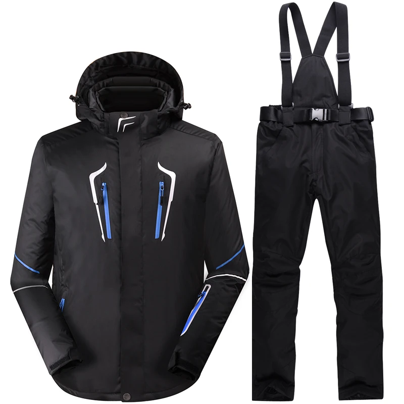 High-quality Male Solid Colors Warm Ski Suit Sets Jacket Waterproof Windproof Breathable Climbing Mountain Outdoor Ski Suit Coat