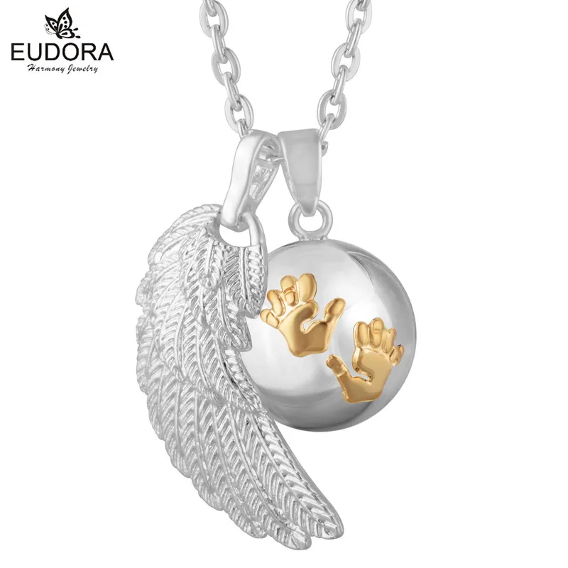Eudora Engel Flügel Baby Anrufer Anhänger Halskette Mode Schwangerschaft Ball Schmuck Chime Bola Anhänger 45 inch Halsketten Schmuck Geschenk