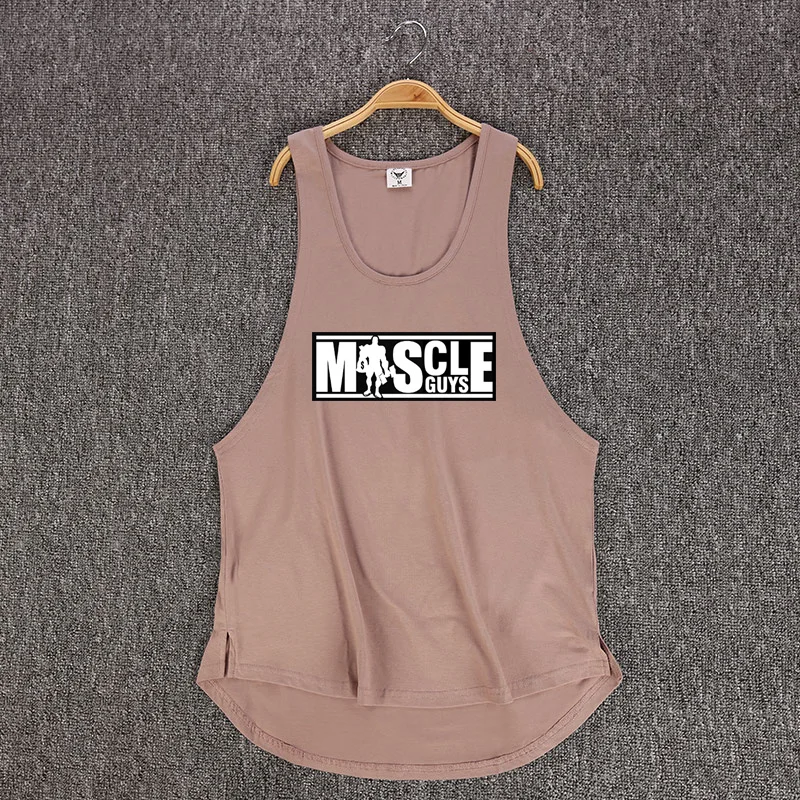 Muscleguys Brand Bodybuilding Sleeveless Shirt Mens Gyms Tank Top Low Cut Vest Sexy Muscle Fitness Stringer sportwear Undershirt