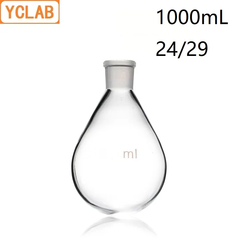 

Фляжка YCLAB 1000 мл 24/29 в форме баклажана 1 л боросиликат 3,3 стекло стандартное заземление рот Дистилляция круглое дно
