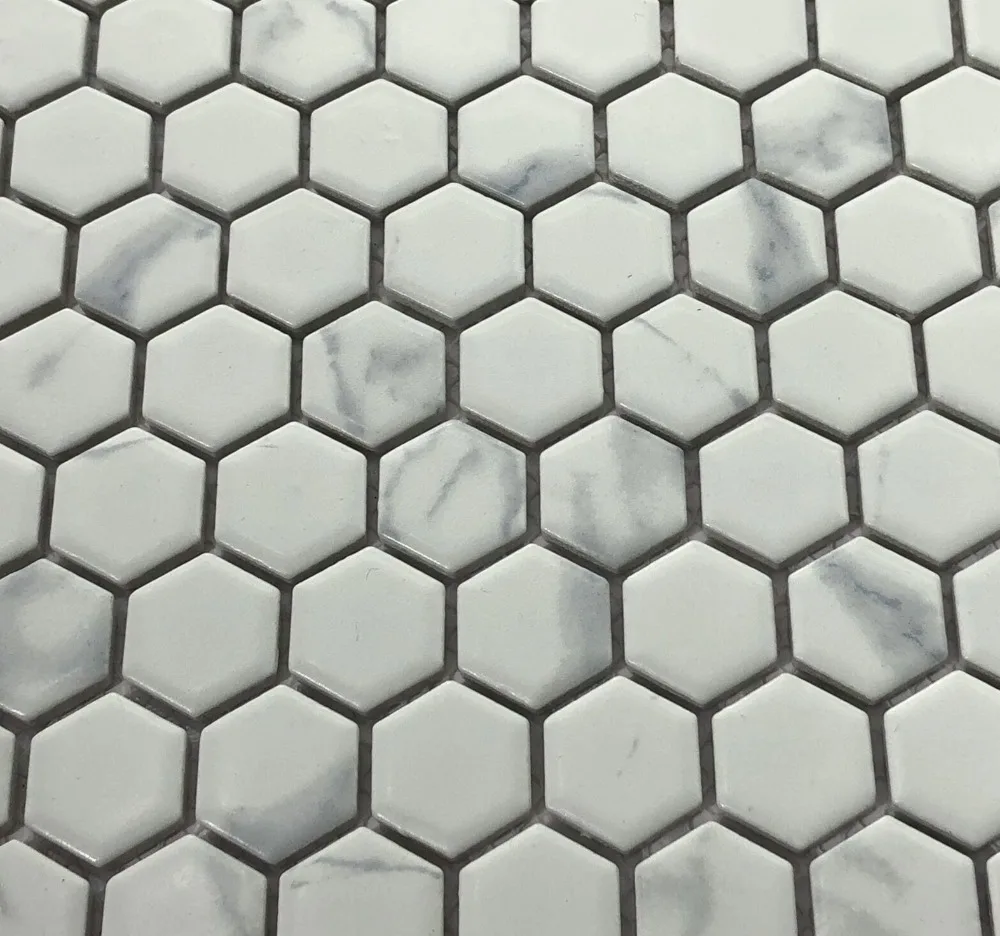 New! Nordic Hexagonal Imitate Jazz White Marble Matte Porcelain Ceramic Mosaic Tile, for Floor tile /wall tile