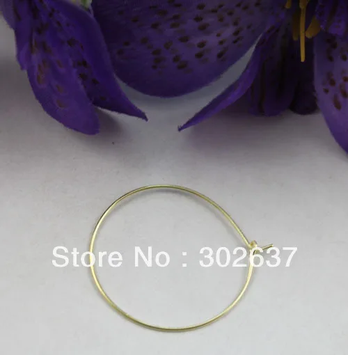 500PCS Gold Color Plated Wine Glass Charm Hoops Ear Wires 25mm #22496