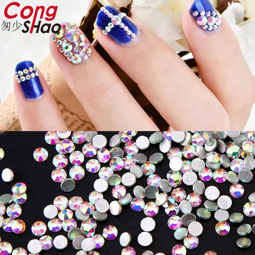 CongShao Glitter Rhinestone Crystal AB SS3-SS40 Non Hot Fix FlatBack Strass Sewing & Fabric Garment Crystal Nail Art Stone WC994