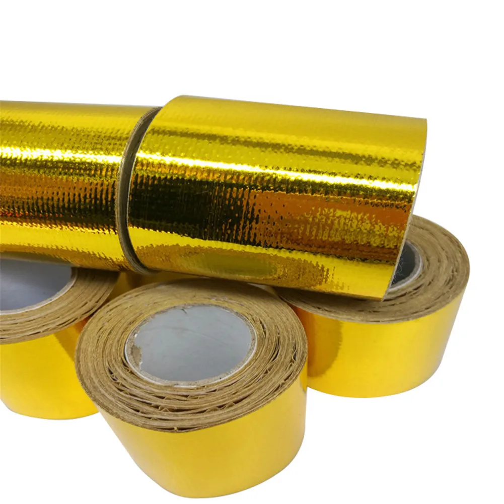 5*500 cm 10*500 cm Aluminum Foil Tape Automotive Exhaust Pipe Decorative Tape Gold Heat Shield Wrap Tape