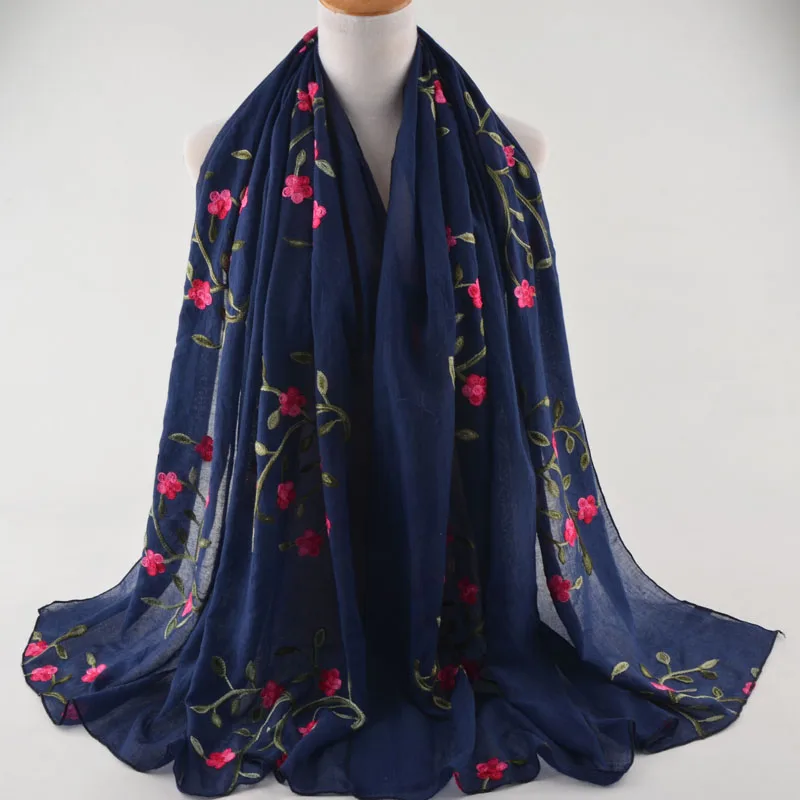 Cotton Scarves Women Floral Hijab,Cotton Embroidery Scarf,Plain Pashmina,Muslim Shawls and Scarves,Wraps Poncho Cape