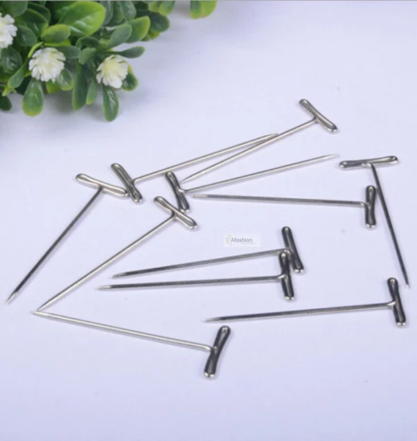 12pcs T pins for wig on foam head style t pin needle brazilian Indian mannequin head type sewing hair salon styling tools