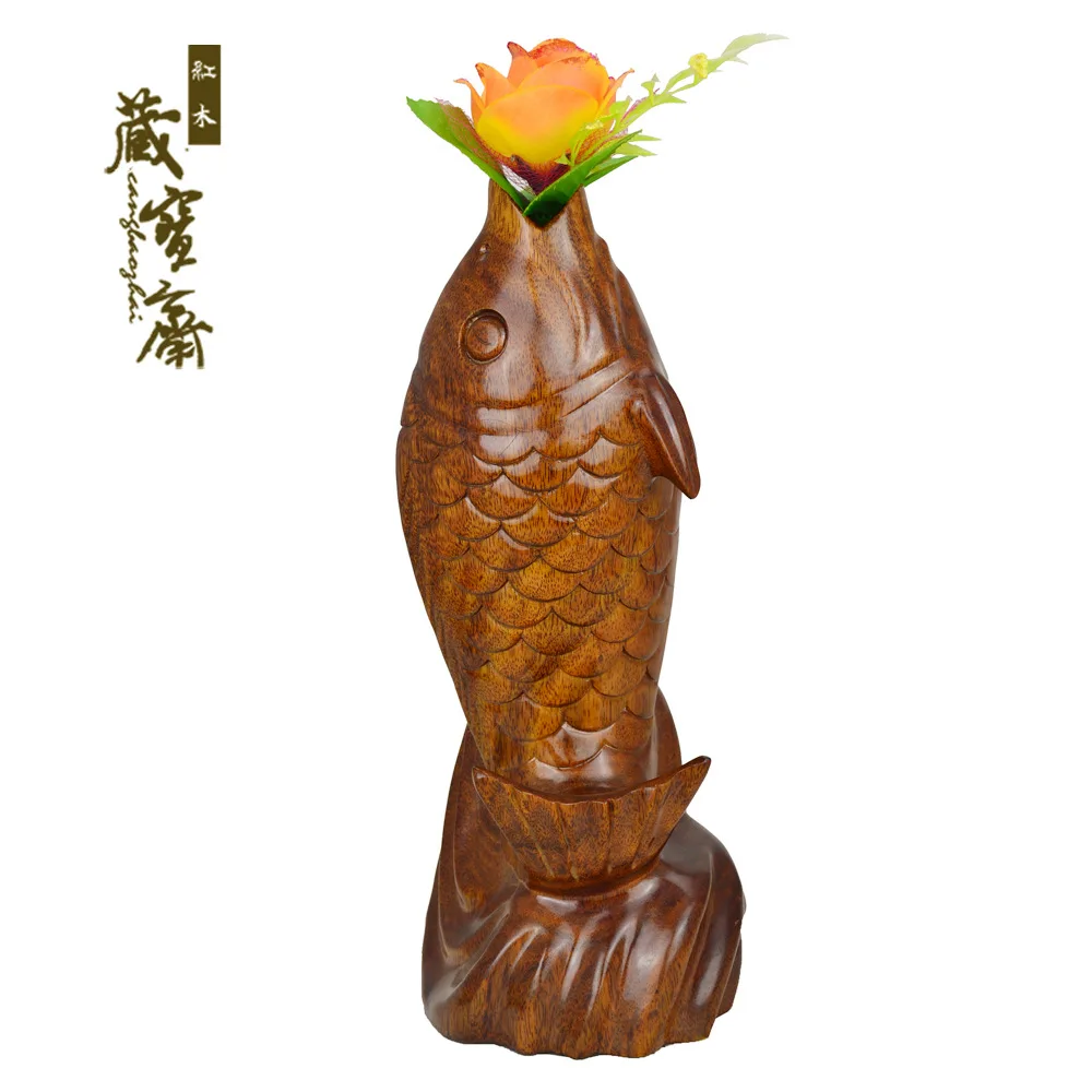 Redwood crafts carp leaping fish every year more than flowers into wood carving ornaments home gifts