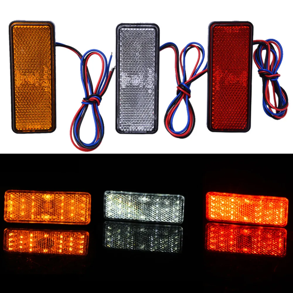 24LED Motorcycle Reflector Tail Brake Turn Signal Light Lamp Rectangle Car/ATV LED Reflectors/Truck Side Warning Lights image 3