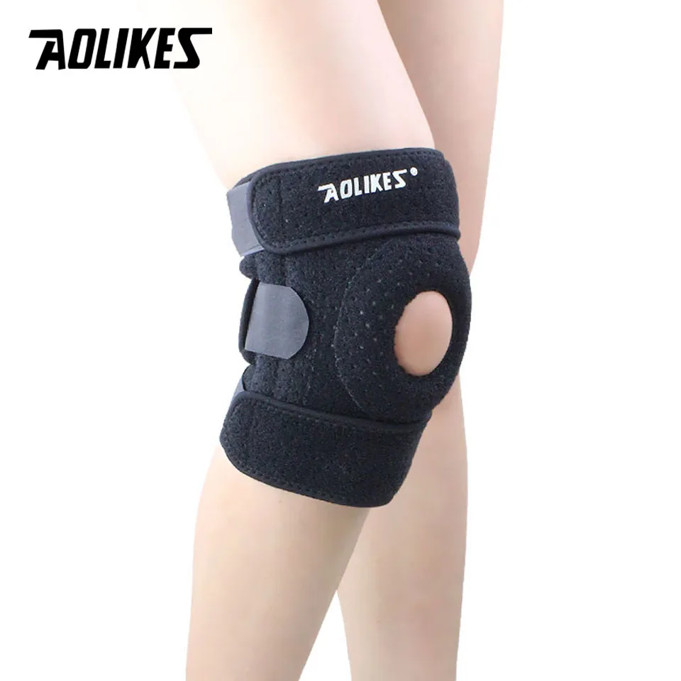 AOLIKES 1PCS Breathable Four Spring Knee Support Brace Kneepad Adjustable Patella Knee Pads Safety