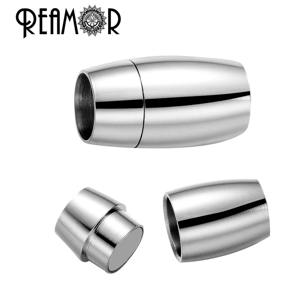 

REAMOR 5/6/8mm High Polished Leather Bracelet Magnetic Clasp DIY Stainless Steel Clasp Buckle Jewelry Findings Accessories 3PCS