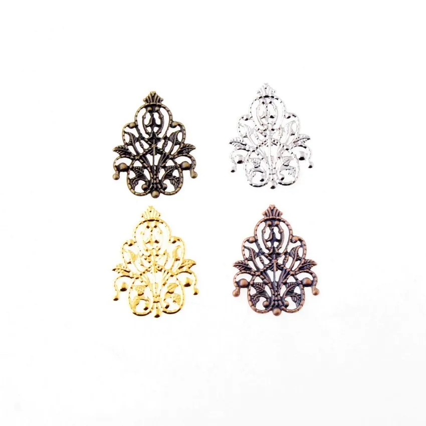 Free shipping 30Pcs Filigree Wraps Flower Connectors Metal Crafts Gift Decoration DIY Findings 26x35mm