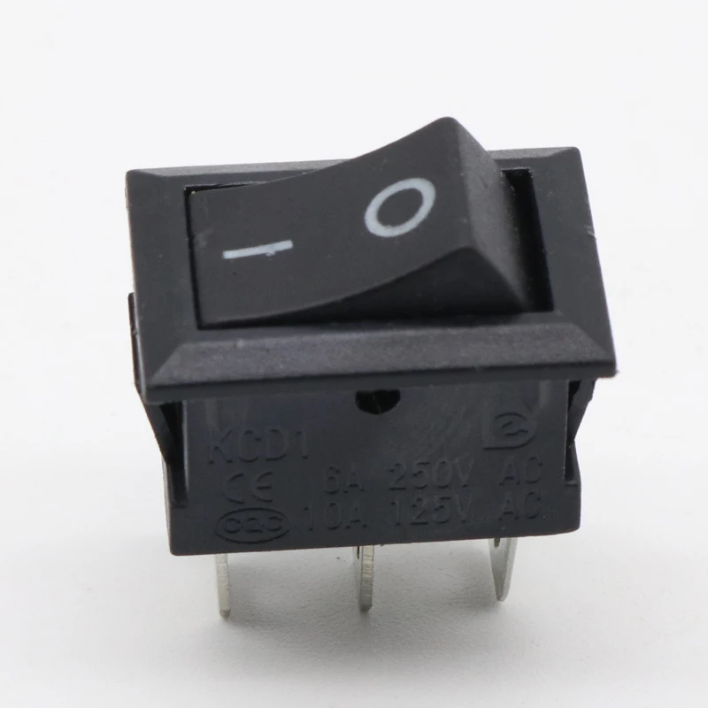 10pcs/lot 3 Pin 3A 250V 6A 125V Black Button Rocker Switch On - Off Import Rocker Power Switches