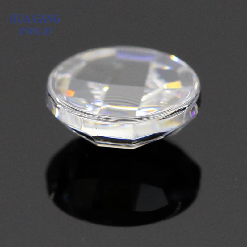 White Cubic Zirconia Stone Round Shape Flat Bottom Checkerboard Cut Loose CZ Stone Synthetic Gems For Jewelry 3~10mm