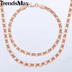 Jewelry Set For Women Men Rose Gold Bracelet Neckalce Set Snail Chain 2018 Fashion Dropshipping Jewelry Gifts Male 4mm KGS181
