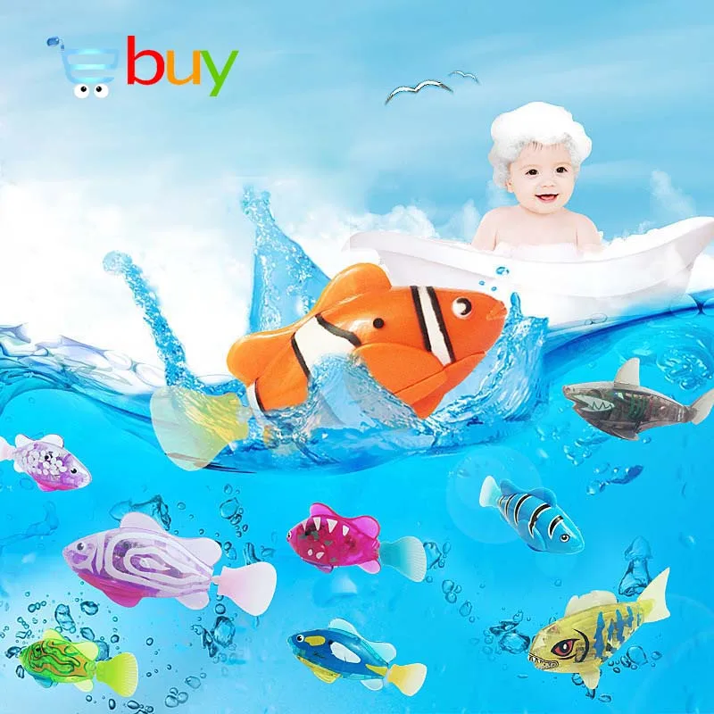 Flash Schwimmen Elektronische Haustier Fisch Bad Spielzeug für Kinder Kinder Badewanne Batterie Powered Schwimmen Roboter für Angeln Tank Dekoration