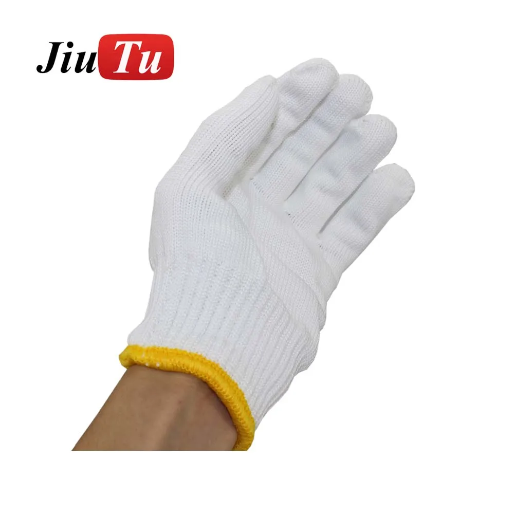 Guantes de lino para uso en el trabajo, guantes de seguridad grandes para reparación mecánica, con placa de enfriamiento por congelación LCD, Color blanco