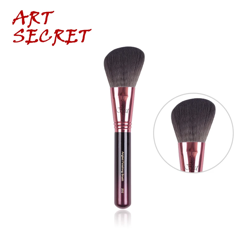 

#202 Pro Powder Brush Angled Finishing Makeup Brushes Synthetic Hair Laser Logo Rose Aluminum Ferrule Cosmetic Tools