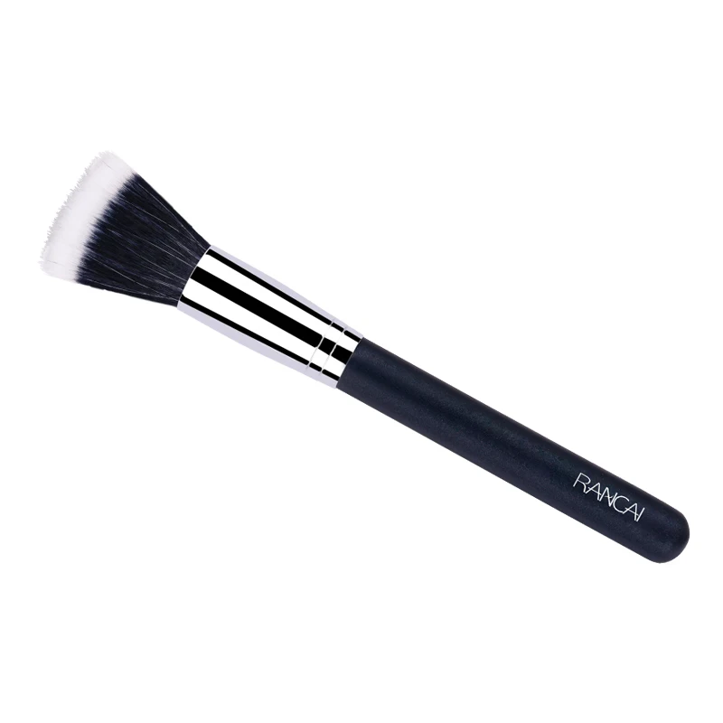 RANCAI 1pcs Powder Brush Full Size Skin Care Black Duo Fiber Stippling Brush Make Up Tools Face Bronzer Brush Pincel Maquiagem