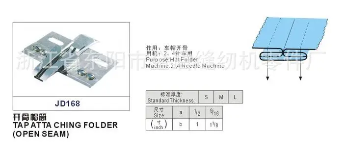 TAP ATTA CHING FOLDER OPEN SEAM Sewing Machine Parts Bone Cap Tube Hat Special Double or 4 Needle