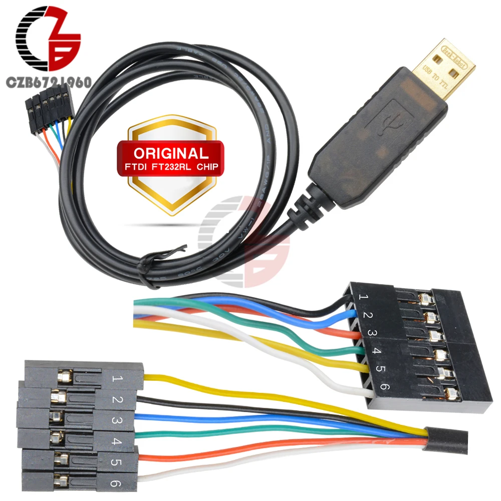 Original 1M 6PIN 5V FTDI FT232RL FT232 USB to TTL RS232 Serial Download Adapter Connector Cable for Arduino Raspberry Pi AVR ARM