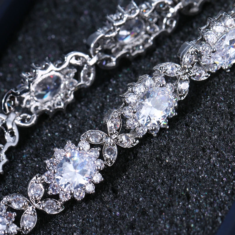 EMMAYA New Arrival Oval Shape Multicolor Green Blue CZ Cubic Zirconia Slider Chain Bracelets For Women Christmas Jewelry
