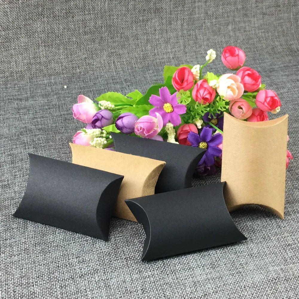 

200PCS Paper Pillow Boxes Blank Gift Box Small Stroage Box Paper Packing boxes For Jewelry/crafts/handmade soap Accept custom