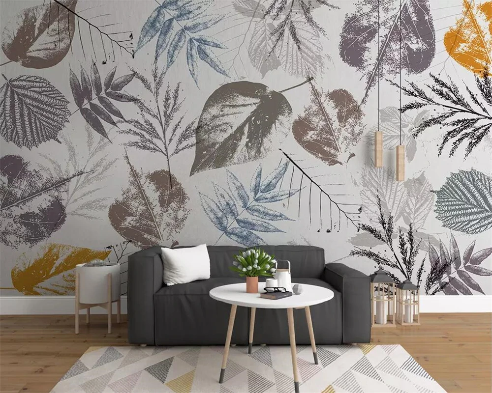 

Wallpaper mural modern minimalist hand drawn leaves abstract leaf TV background wall 3d wallpaper papel de parede