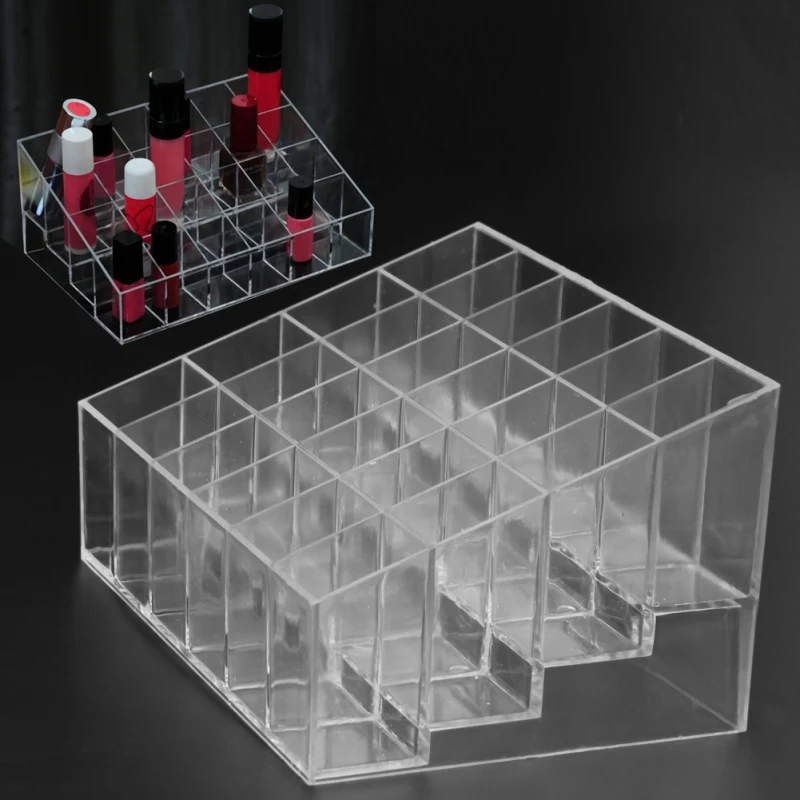 24 Grid Acrylic Makeup Organizer Storage Box Cosmetic Box Lipstick Jewelry Box Case Holder Display Stand make up organizer