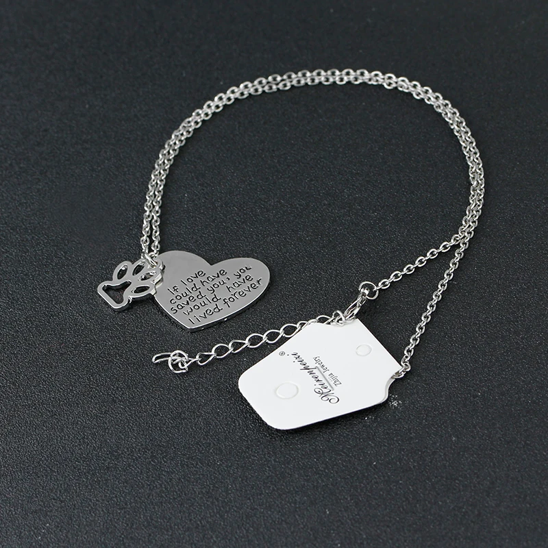 If Love Could Have Saved You Would Have Lived Forever New Fine Silver Dog Paw Heart Pendant Necklace Pet Animal Foot