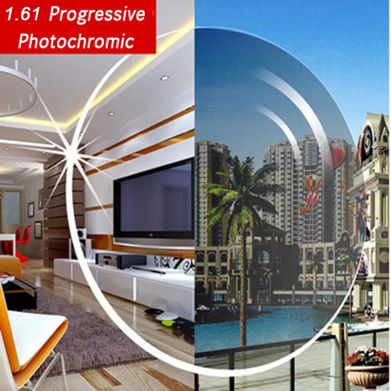 1.61 photochromic Gray or brown progressive lens SPH range -6.00~+5.50 Max CLY -4.00 optical lenses for eyewear